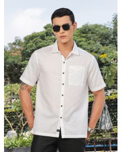 White Short Sleeves Oversized Cotton Linen Casual Shirt