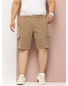 Khaki Plus Size Regular Fit Mid-Rise Woven Cargo Shorts