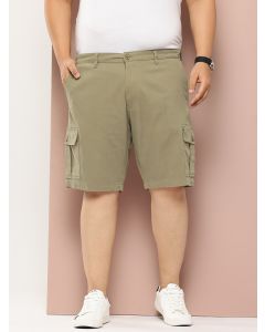Olive Plus Size Regular Fit Mid-Rise Woven Cargo Shorts