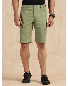 Light Green Regular Fit Mid Rise Pure Cotton Shorts