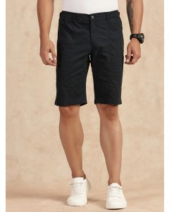 Dark Grey Regular Fit Mid Rise Pure Cotton Shorts