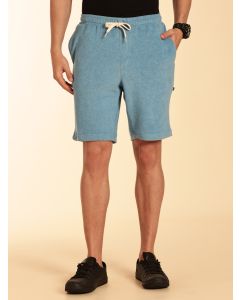 Blue Regular Fit Mid-Rise Knee Length Drawstring Closure Knitted Shorts