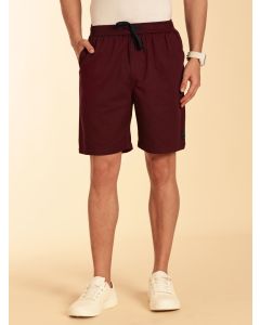 Wine Mid-Rise Regular Fit Cotton Woven Boxer Shorts
