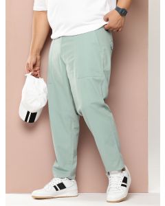 Blue Plus Size Smart Easy Wash Regular Fit Mid-Rise Solid Woven Trouser