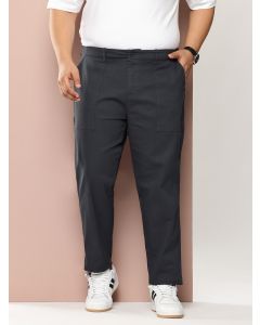 Dark Grey Plus Size Smart Easy Wash Regular Fit Mid-Rise Solid Woven Trouser