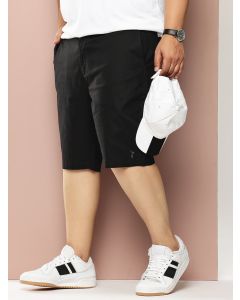 Black Plus Size Mid-Rise Regular Fit Woven Chinos Shorts