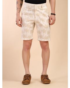 White2 Mid-Rise Regular Fit Floral Printed Cotton Woven Chinos Shorts