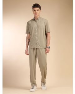 Sage Green Relaxed Fit Solid Polyester Co-Ord Set