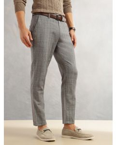 Black Straight Fit Mid-Rise Checked Woven Regular Trouser