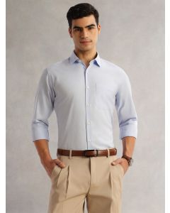 Blue Regular Fit Long Sleeves Cutaway Collar 100% Cotton Dobby Formal Shirt