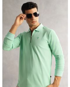 Pista Regular Fit Long Sleeves Solid Polyester Knitted Polo Collar T-shirt