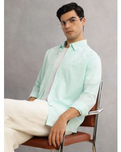 Aqua Cricket Club  Slim Fit Long Sleeves Spread Collar Gingham Checks 100% Cotton Casual Shirt