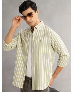 Pista Cricket Club Slim Fit Long Sleeves Button-Down Collar Vertical Stripes Cotton Linen Casual Shirt