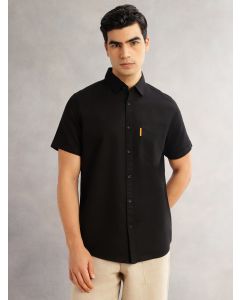 Black Cricket Club Regular Fit Short Sleeves Spread Collar Cotton Linen Casual Shirt