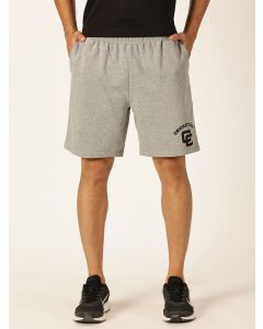 Grey Melange Regular Fit Mid-Rise Solid 2 Pockets Knitted Shorts