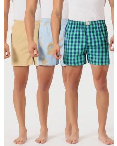 Multicolor Cricket Club Regular Fit 100% Cotton Woven Boxer Shorts (Pack of 3)