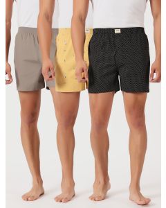 Multicolor Cricket Club Regular Fit 100% Cotton Woven Boxer Shorts (Pack of 3)