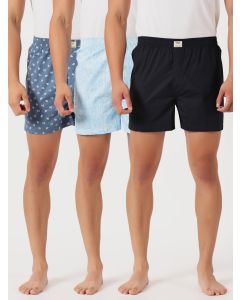 Multicolor Cricket Club Regular Fit 100% Cotton Woven Boxer Shorts (Pack of 3)