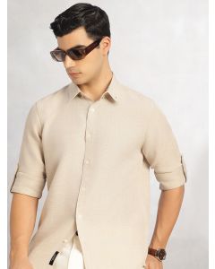 Fawn Slim Fit Long Sleeves Button-Down Collar Polyester Casual Shirt
