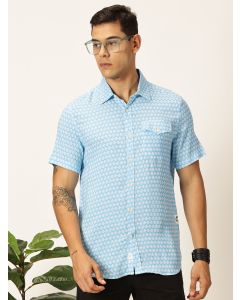 Aqua Regular Fit Short Sleeves Spread Collar Floral Printed Casual Shirt