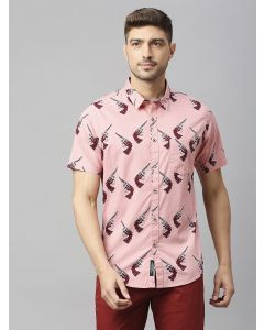 Pink Cricket Club Collection Slim Fit Conversational Print Shirt