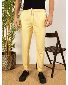 Lemon Regular Fit Mid-Rise 3 Pockets Solid Cotton Woven Joggers