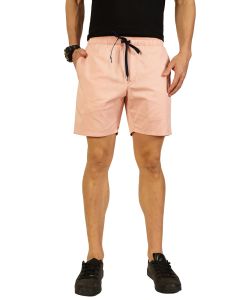 Peach Regular Fit Mid-Rise Solid 100% Cotton Woven Shorts