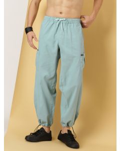 Pista Cricket Club Collection Regular Fit Mid-Rise 100% Cotton Woven Parachute Cargo Joggers
