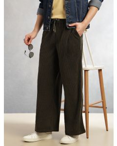 Olive Cricket Club Collection Regular Fit Textured Corduroy Trousers