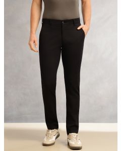 Black Cricket Club Collection Regular Fit Mid-Rise Solid 4 Pockets Woven Chinos Trouser