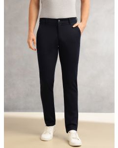 Navy Cricket Club Collection Regular Fit Mid-Rise Solid 4 Pockets Woven Chinos Trouser