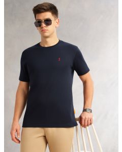 Navy Cricket Club Collection Regular Fit Short Sleeves Round Neck Solid 100% Cotton Knitted Tshirt