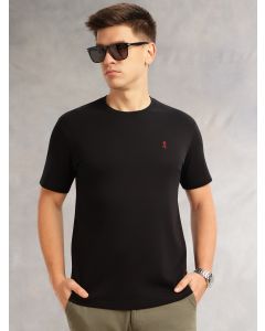 Black Cricket Club Collection Regular Fit Short Sleeves Round Neck Solid 100% Cotton Knitted Tshirt