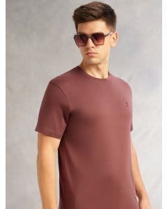 Burgundy Cricket Club Collection Regular Fit Short Sleeves Round Neck Solid 100% Cotton Knitted Tshirt
