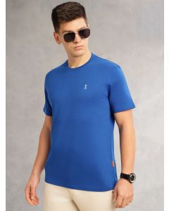 Royal Blue Cricket Club Collection Regular Fit Short Sleeves Round Neck Solid 100% Cotton Knitted Tshirt