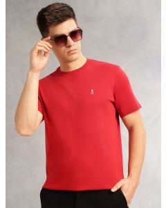 Red Cricket Club Collection Regular Fit Short Sleeves Round Neck Solid 100% Cotton Knitted Tshirt