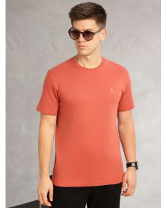 Rust Cricket Club Collection Regular Fit Short Sleeves Round Neck Solid 100% Cotton Knitted Tshirt