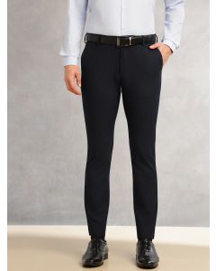 Navy1 Slim Fit Mid-Rise Flexi-Waist 4-Way Stretch Solid Formal Performance Trouser