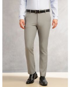 Dark Grey Slim Fit Mid-Rise Flexi-Waist 4-Way Stretch Solid Formal Performance Trouser
