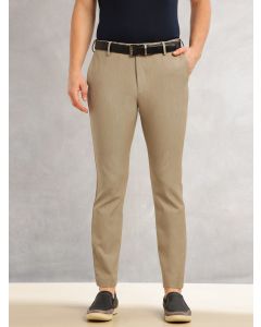 Dark Khaki Slim Fit Mid-Rise Flexi-Waist 4-Way Stretch Solid Formal Performance Trouser