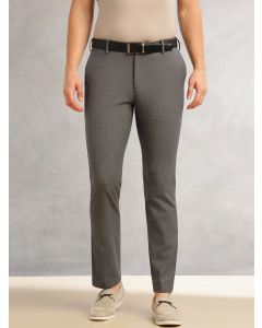 Grey Slim Fit Mid-Rise Flexi-Waist 4-Way Stretch Solid Formal Performance Trouser