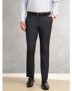 Navy2 Slim Fit Mid-Rise Flexi-Waist 4-Way Stretch Solid Formal Performance Trouser