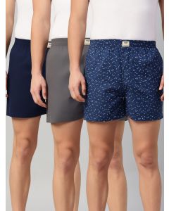 Multicolor Cricket Club Collection Regular Fit 100% Cotton Woven Boxer Shorts (Pack of 3)