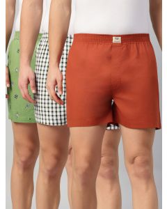 Multicolor Cricket Club Collection Regular Fit 100% Cotton Woven Boxer Shorts (Pack of 3)