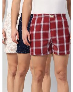 Multicolor Cricket Club Collection Regular Fit 100% Cotton Woven Boxer Shorts (Pack of 3)