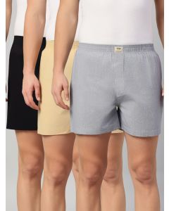 Multicolor Cricket Club Collection Regular Fit 100% Cotton Woven Boxer Shorts (Pack of 3)