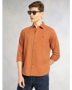Rust Cricket Club Collection Long Sleeves Slim Fit Spread Collar 100% Cotton Twill Casual Shirt