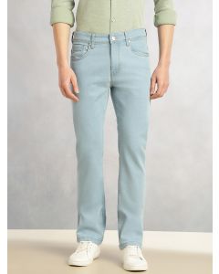 Light Blue Cricket Club Collection Mid-Rise Straight Fit No Fade 5 Pockets Stretchable Jeans