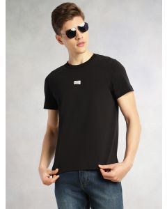 Black Cricket Club Collection Regular Fit Short Sleeves Round Neck Solid Knitted T-Shirt