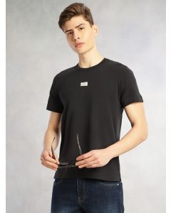 Grey Cricket Club Collection Regular Fit Short Sleeves Round Neck Solid Knitted T-Shirt